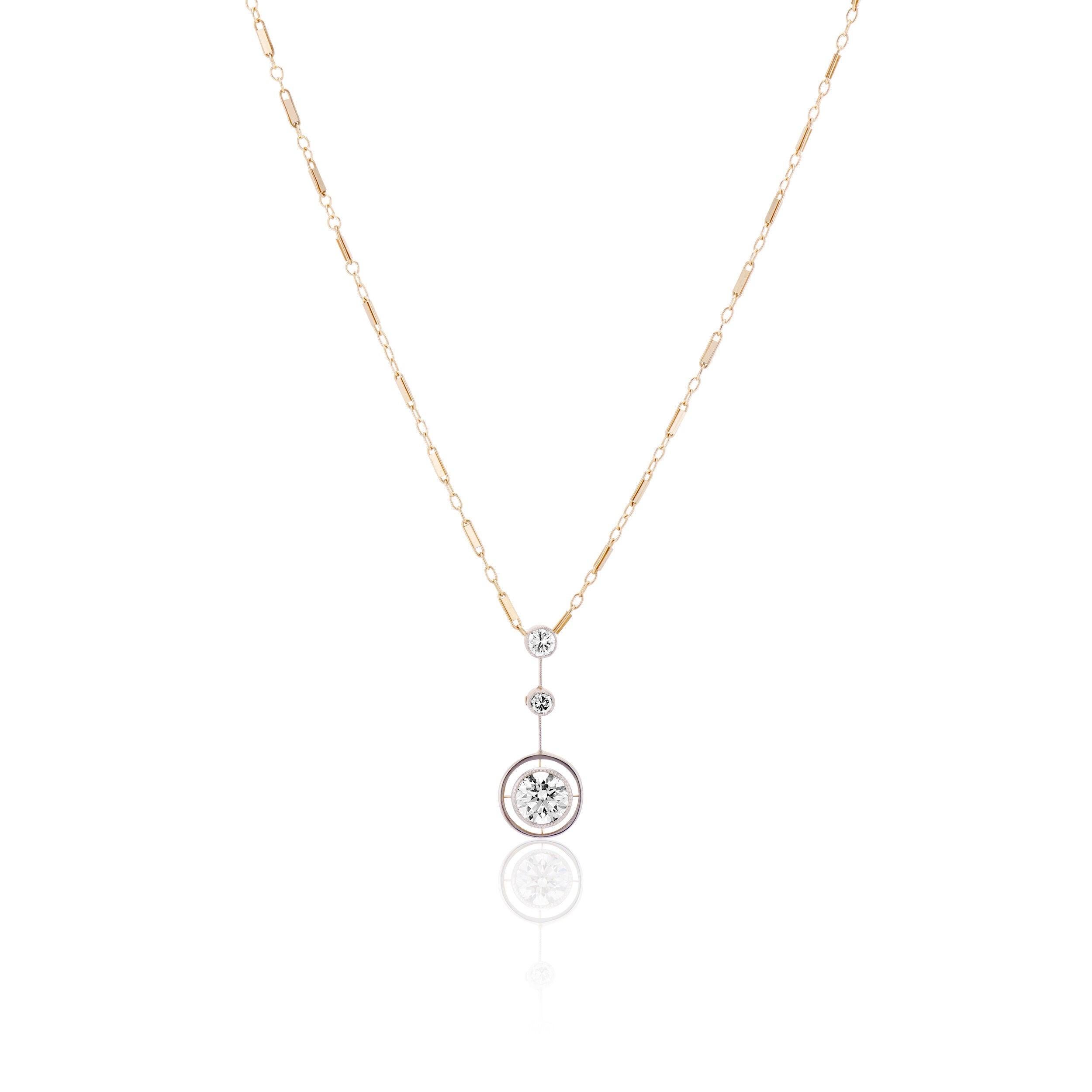 Collana con ciondolo con diamante Art Deco In condizioni ottime in vendita a Hummelstown, PA