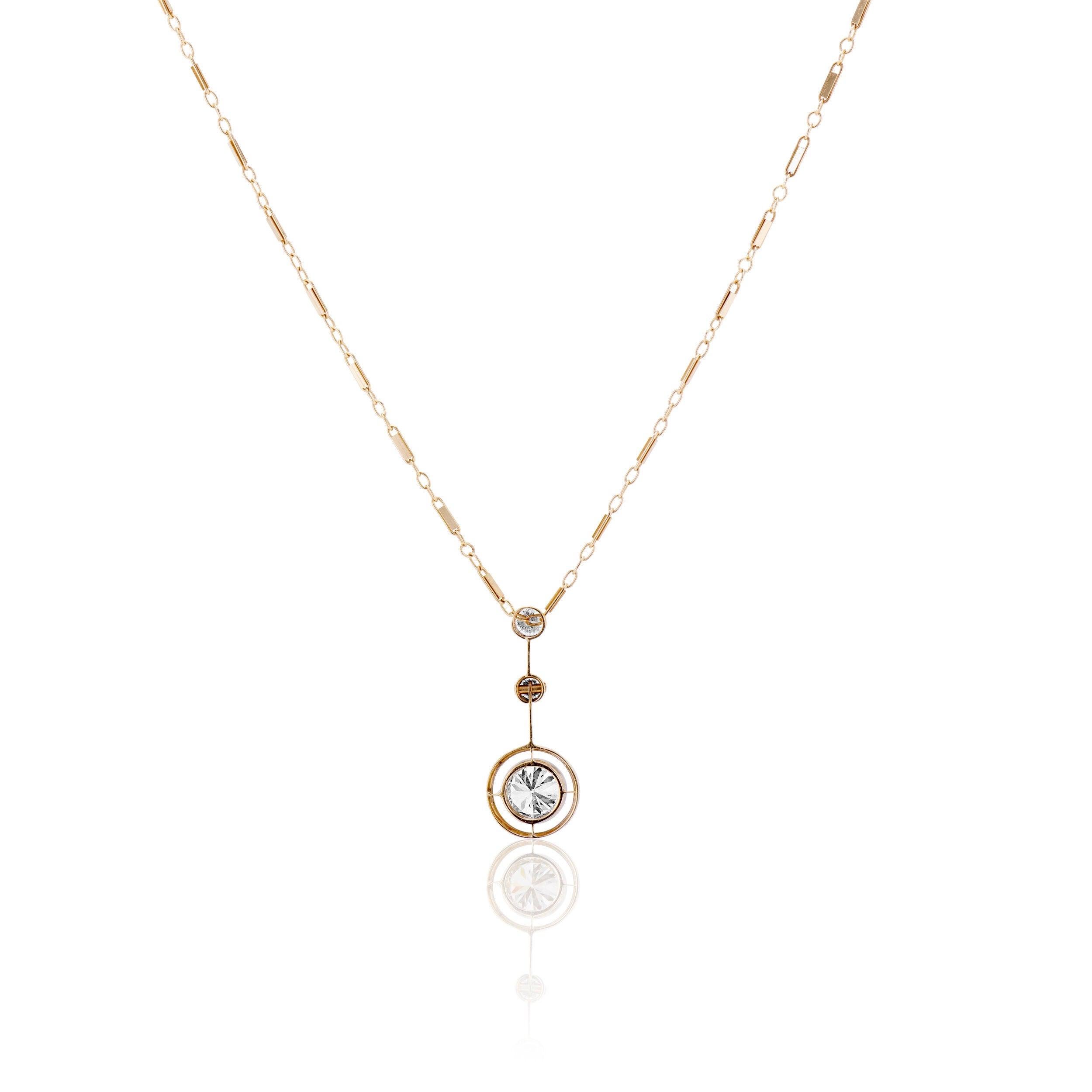 Women's Art Deco Diamond Drop Pendant Necklace For Sale