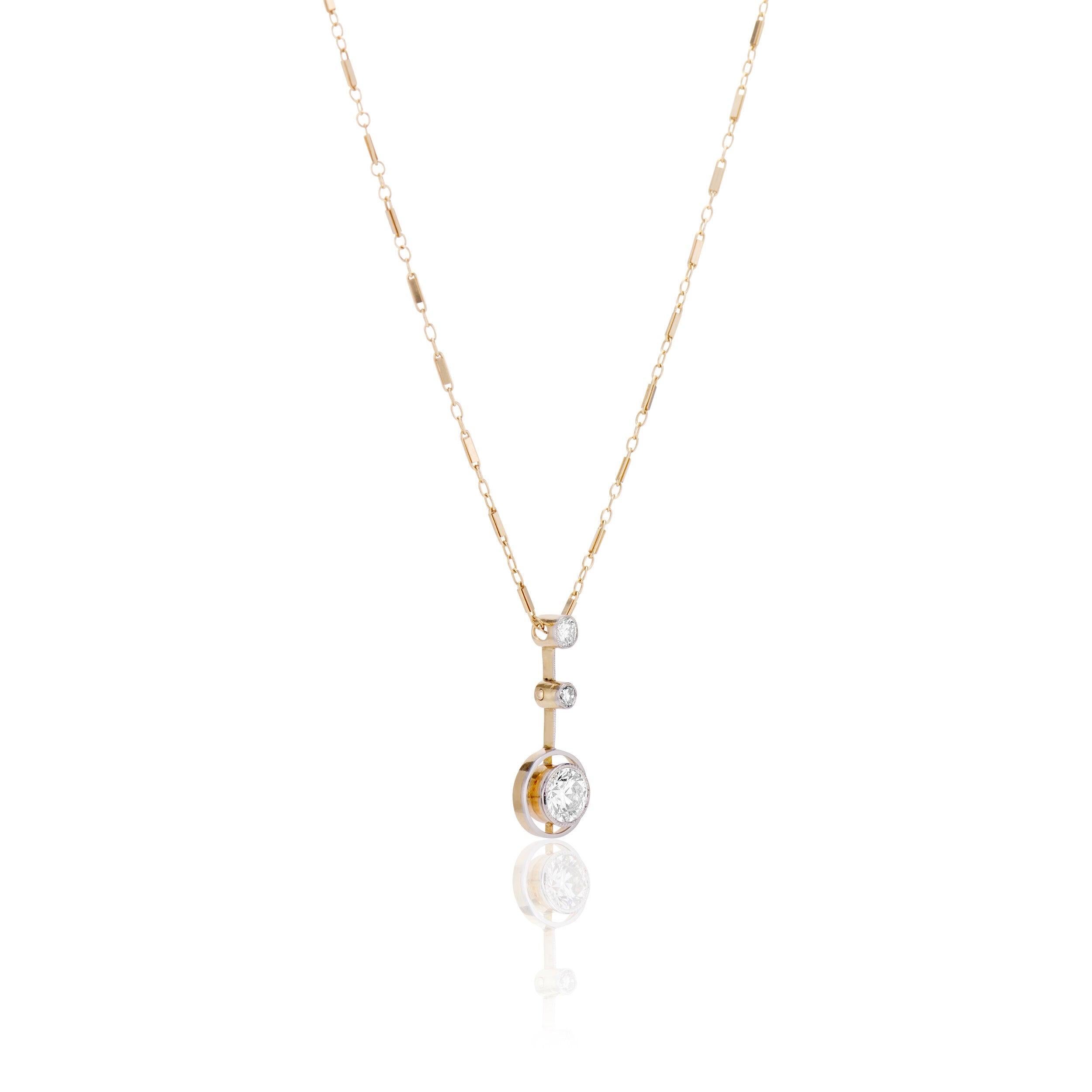Art Deco Diamond Drop Pendant Necklace For Sale 1