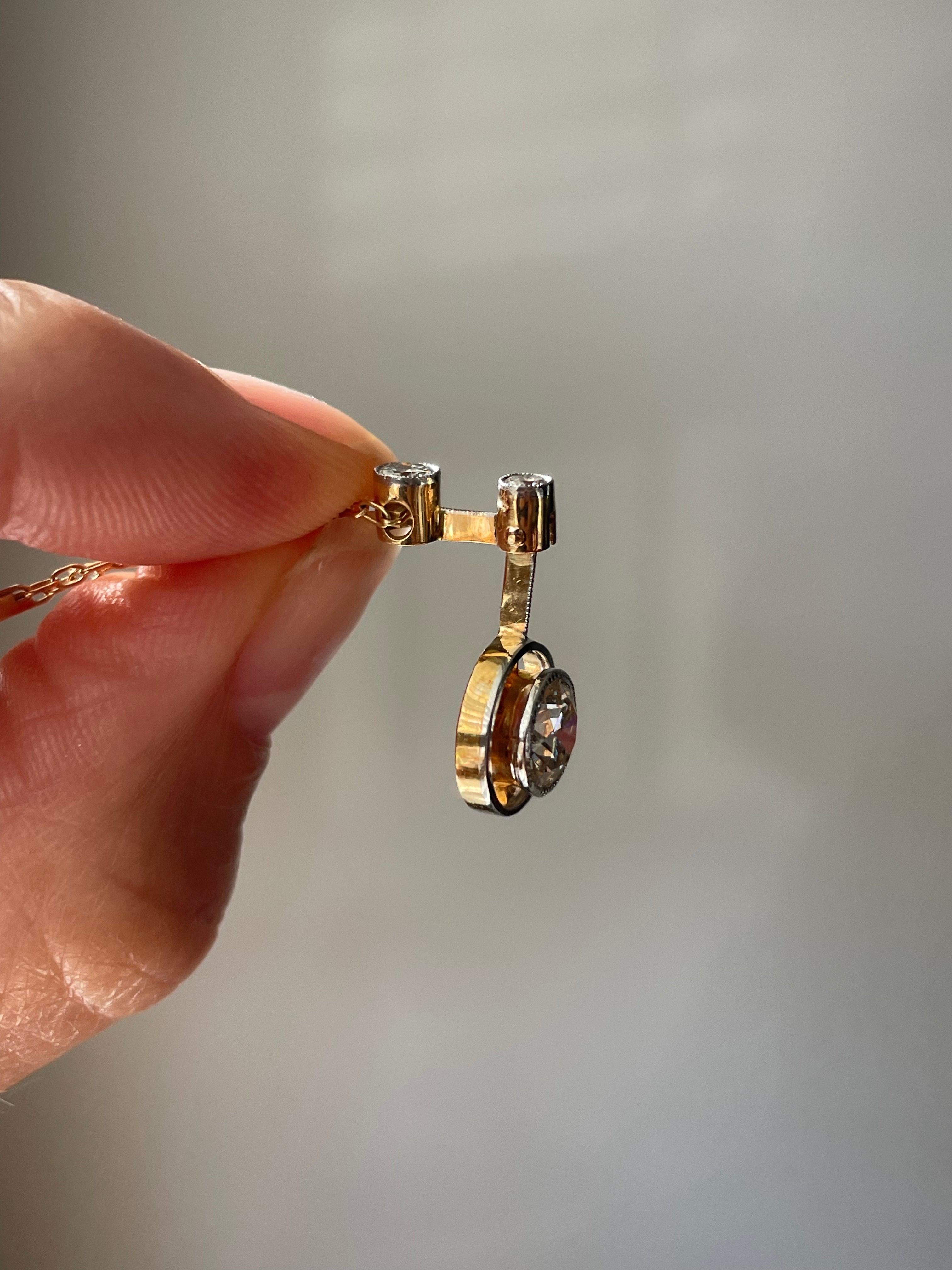 Art Deco Diamond Drop Pendant Necklace For Sale 2
