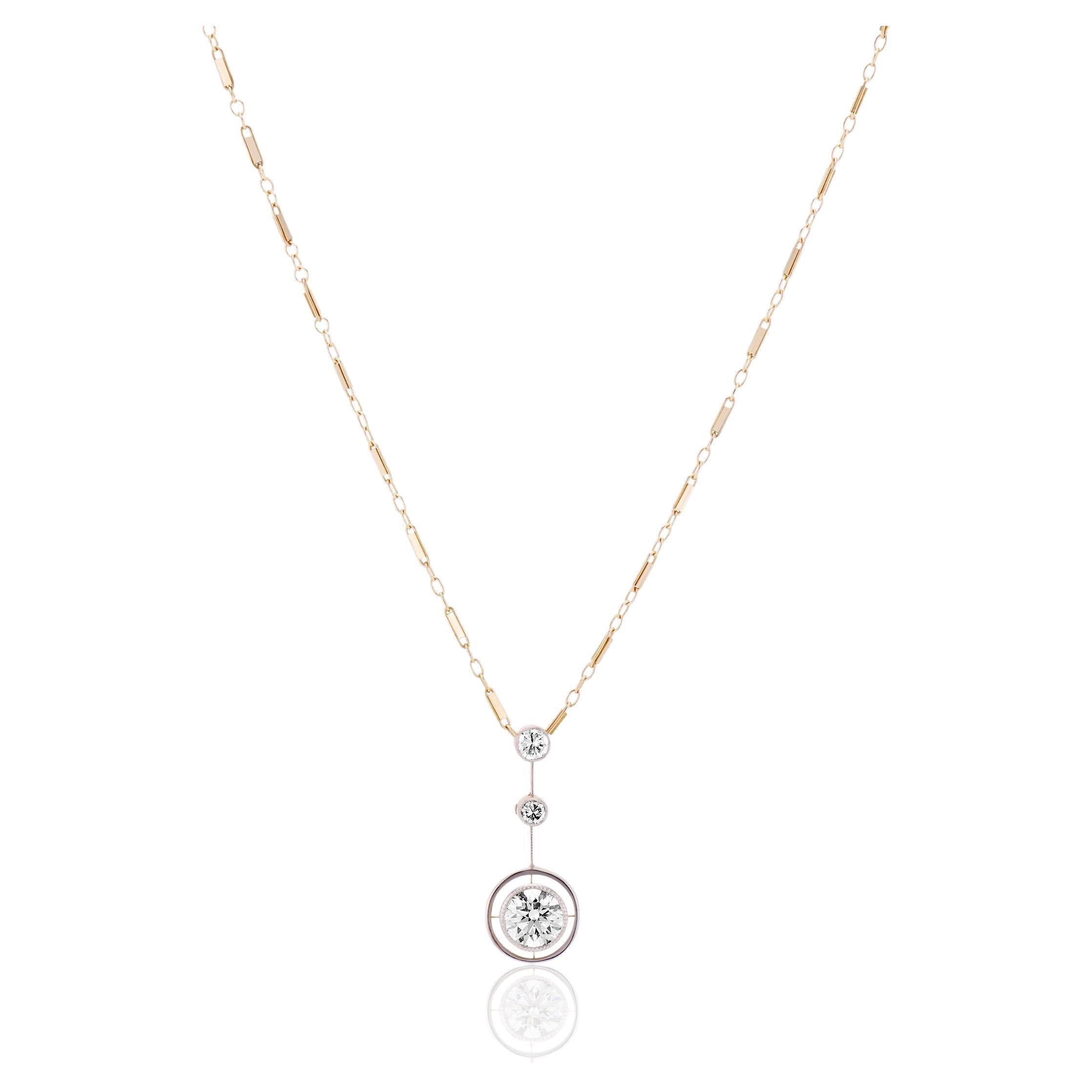 Art Deco Diamond Drop Pendant Necklace