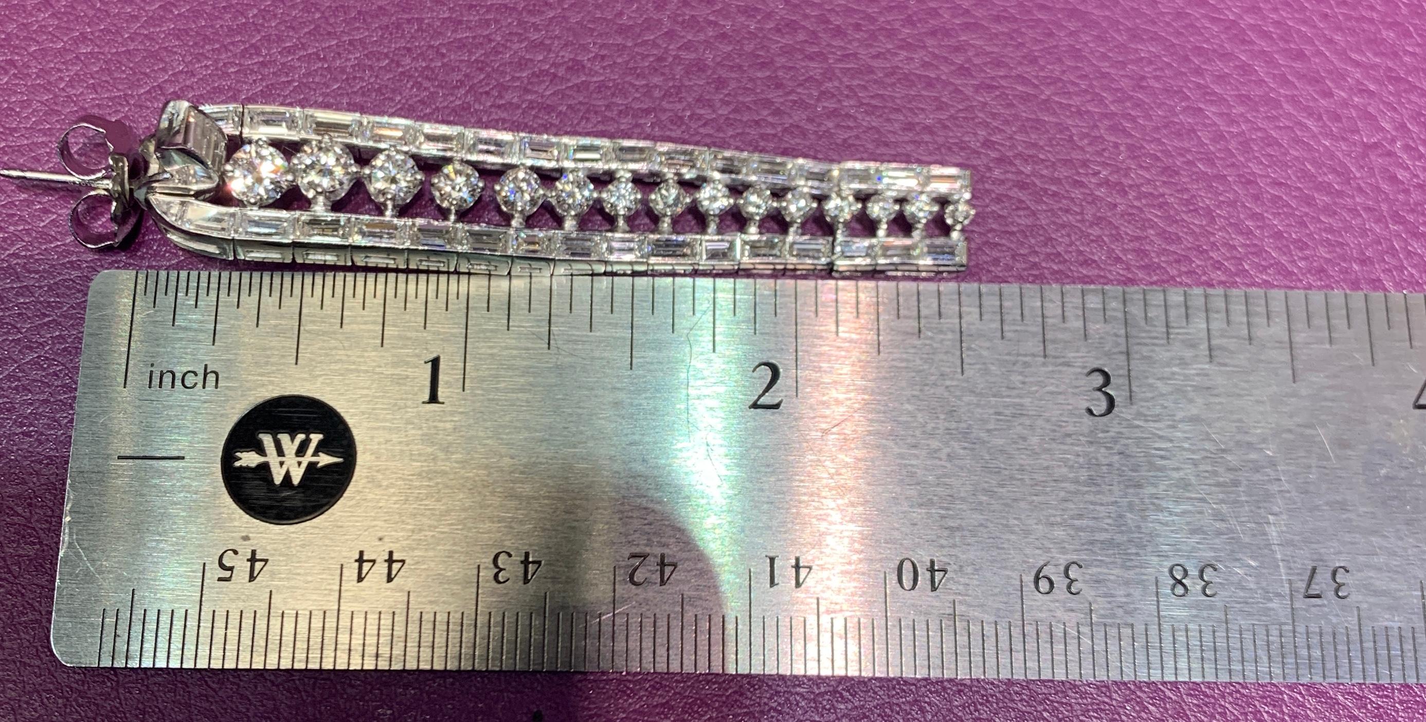 Dreireihige lineare Diamant-Ohrringe im Art-déco-Stil Damen