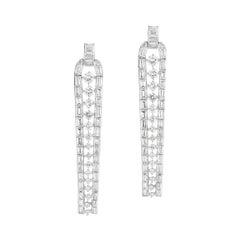 Art Deco Three Row Diamond Linear Earrings