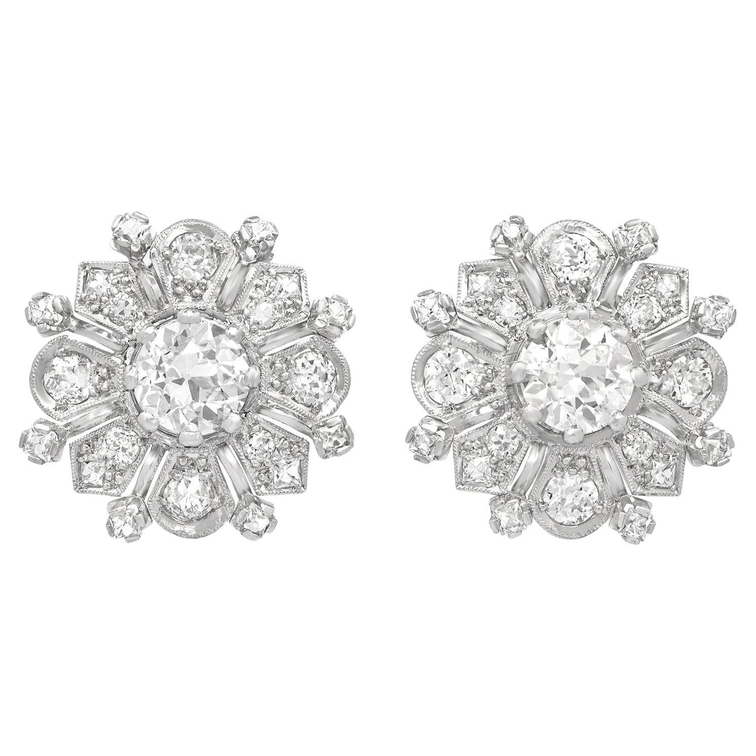 Art Deco Diamond Earrings For Sale