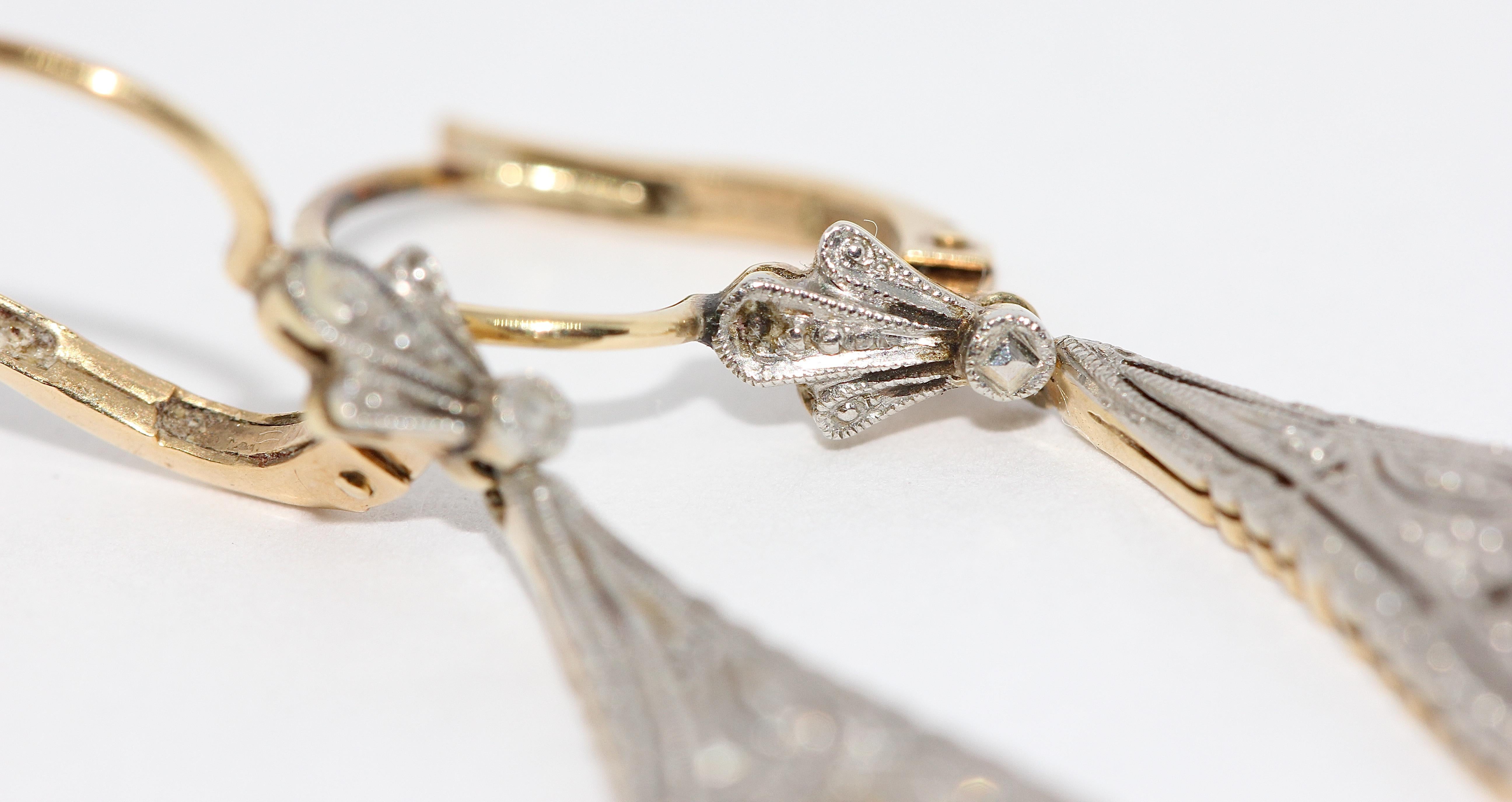 Women's Art Deco Diamond Earrings, Gold