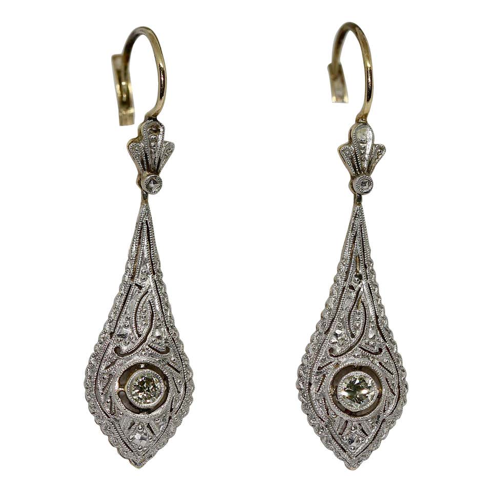 Art Deco Sapphire Diamond Earrings at 1stdibs