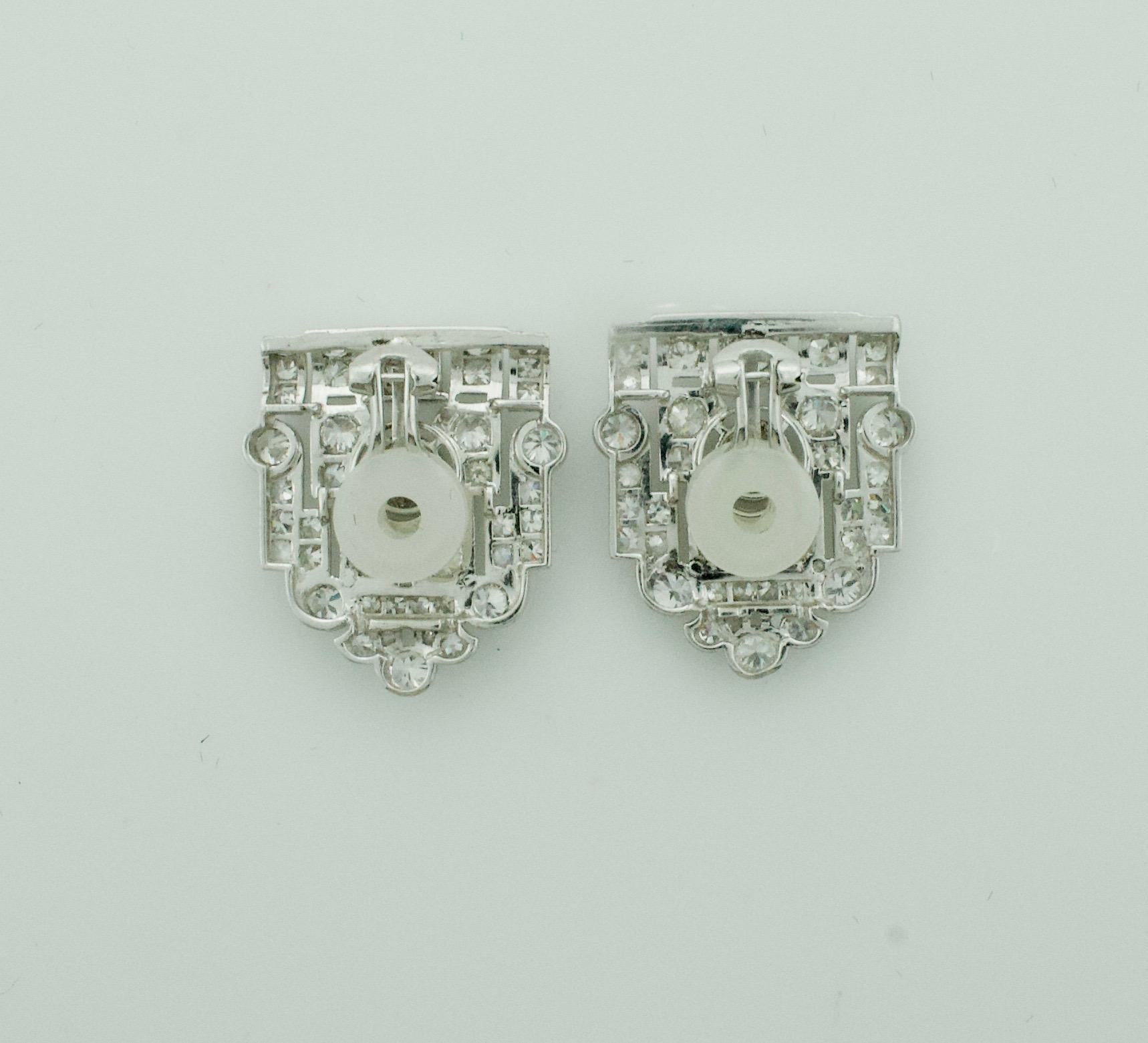 Old European Cut Art Deco Diamond Earrings in Platinum, circa 1930s