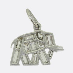 Art Deco Diamond Elephant Charm Pendant