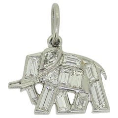 Art Deco Diamond Elephant Charm Pendant