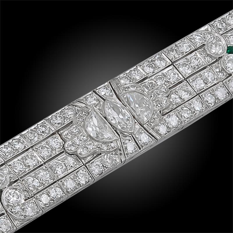 Women's Art Deco Diamond, Emerald Bracelet For Sale