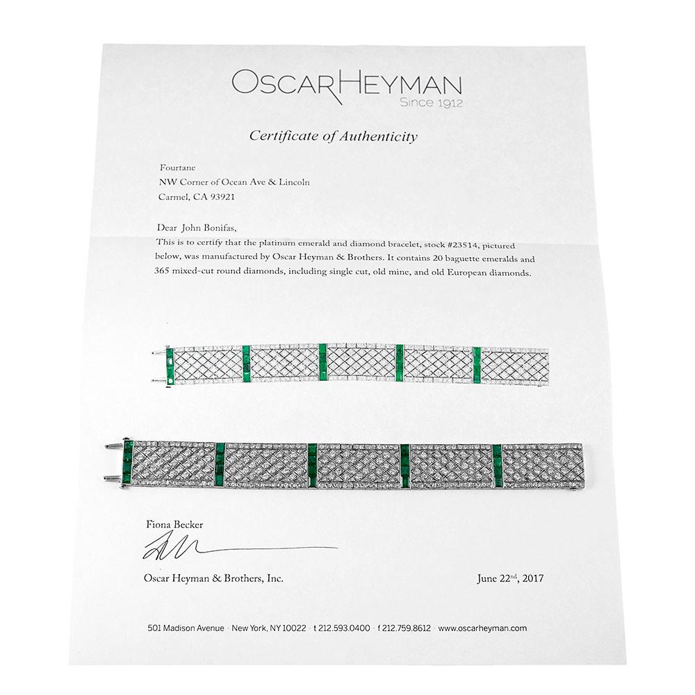 Women's Oscar Heyman Art Deco Diamond and Emerald Bracelet