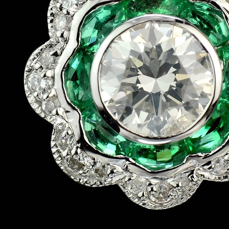 Diamond Emerald Dangle Earrings 1