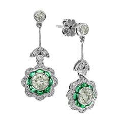 Diamond Emerald Dangle Earrings