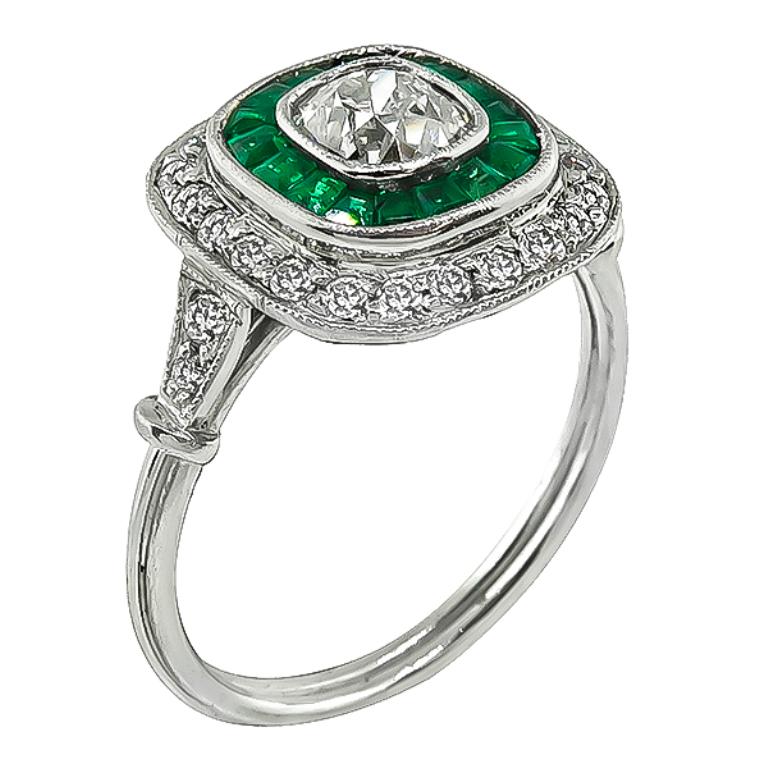 vintage emerald halo ring