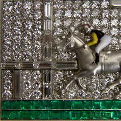 Art Deco Diamond Emerald Horse Brooch by Mayer Eliakim from Le Caire