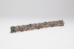 Art Deco Diamond Emerald Link Bracelet