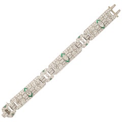 Art Deco Diamant-Smaragd-Platin-Armband