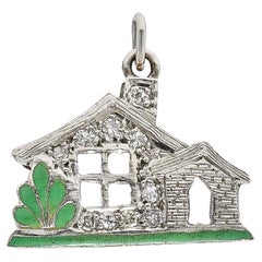 Art Deco Diamond Enamel Platinum Cottage House Vintage 1930's Charm