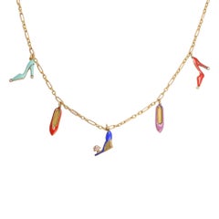 Art Deco Diamond Enamel Shoes Necklace