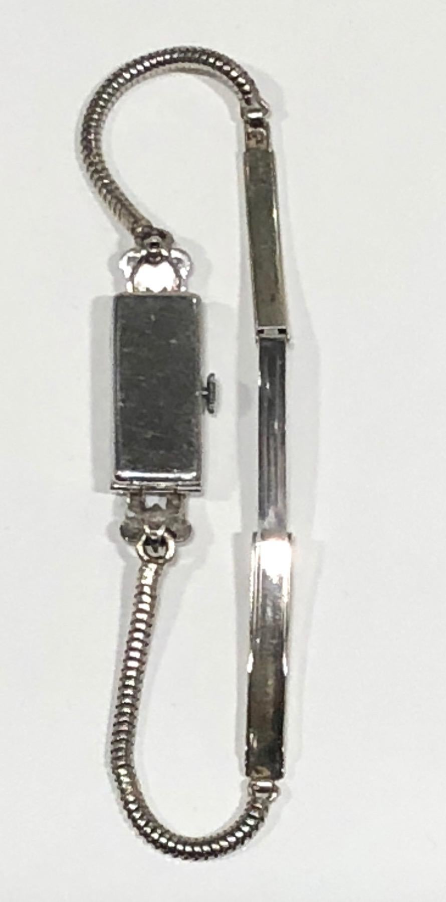 Art-Déco-Cocktail-Armbanduhr mit Diamanten besetzt, Platin (Rosenschliff) im Angebot