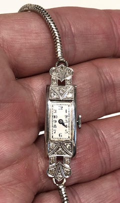 Art Deco Diamond Encrusted Cocktail Wrist Watch, Platinum