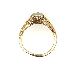 Anillo de compromiso de diamantes Art Decó .05ct talla vieja mina original de los años 20 Antiguo 14K