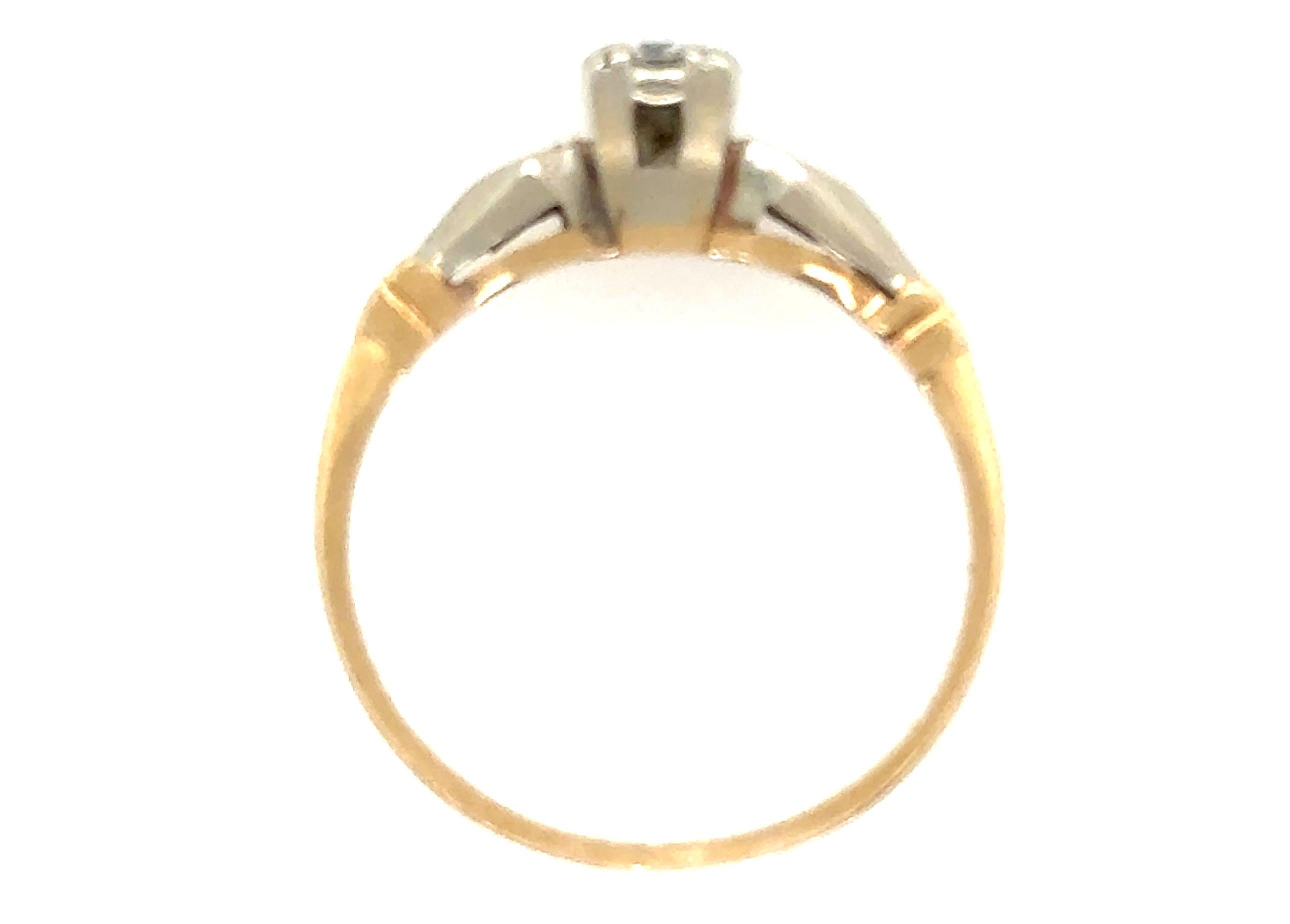 Genuine Original Antique from 1920's Diamond Solitaire Engagement Ring .12ct Transitional Cut 14K 


Featuring a Genuine .08ct Natural Transitional Cut Diamond Center

Yellow Gold Art Deco Ring With a White Gold Bridge and Head

Common for This Era,