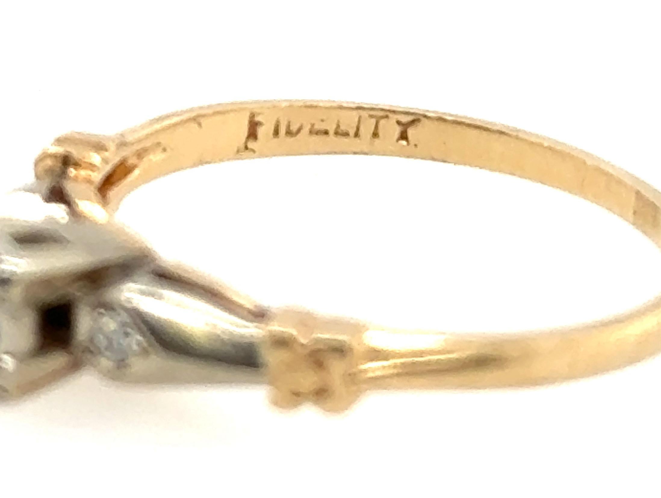 Art Deco Diamond Engagement Ring .12ct Transitional Original 1920's Antique 14K For Sale 1