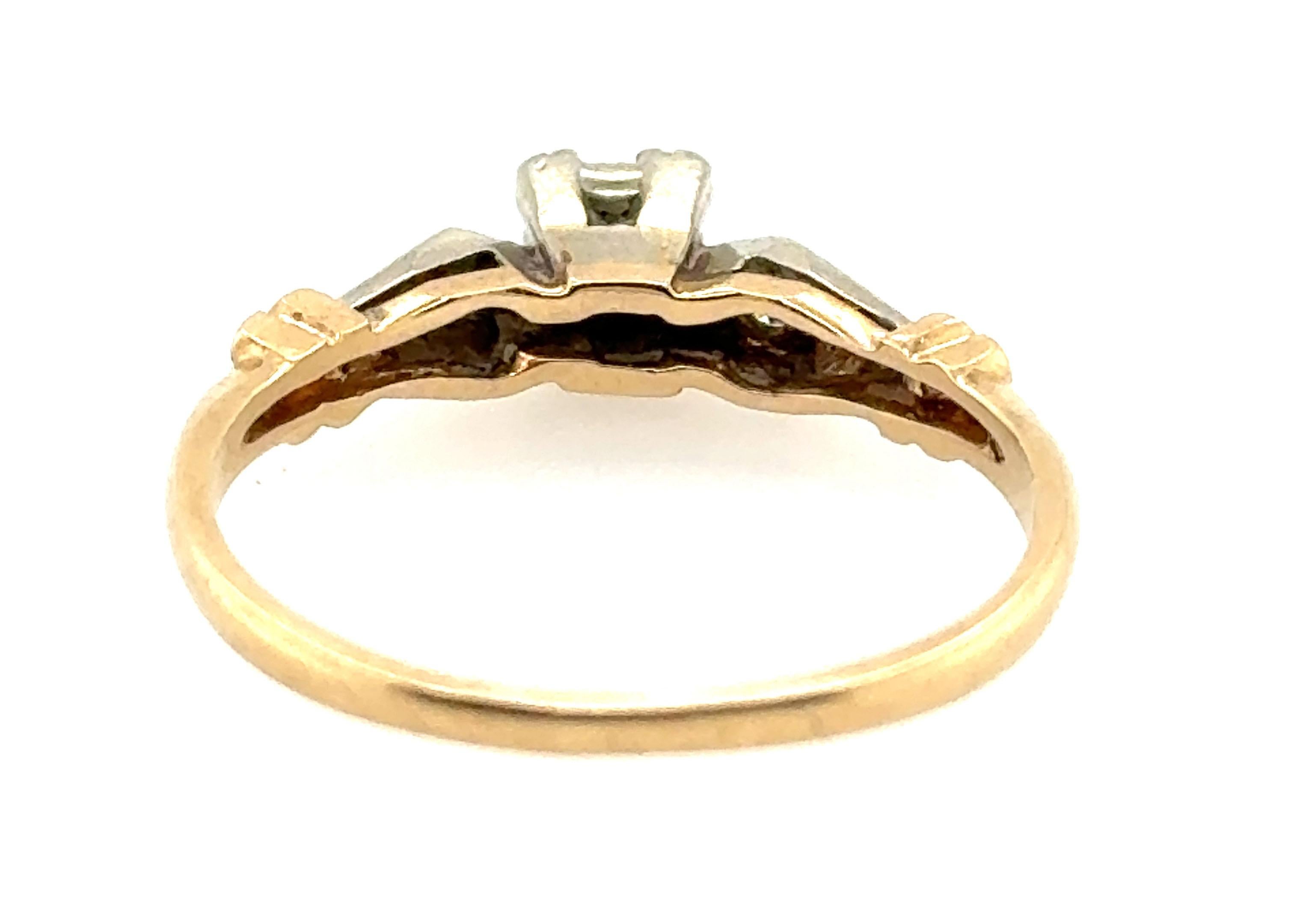 Art Deco Diamond Engagement Ring .12ct Transitional Original 1920's Antique 14K For Sale 2