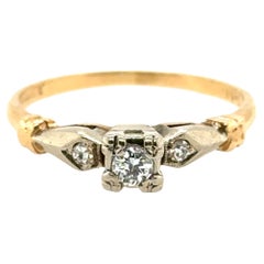 Art Deco Diamond Engagement Ring .12ct Transitional Original 1920's Vintage 14K