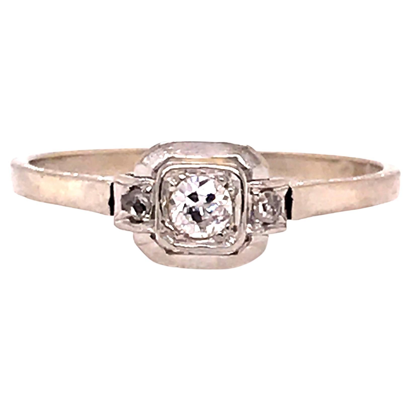 Art Deco Diamond Engagement Ring .14ct Old European Original 1920's Antique 14K For Sale