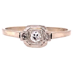 Anello di fidanzamento con diamante Art Deco .14ct Vecchio Europeo Originale degli anni '20 Antico 14K