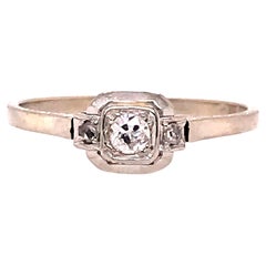 Art Deco Diamond Engagement Ring .14ct Old European Original 1920's Antique 14K