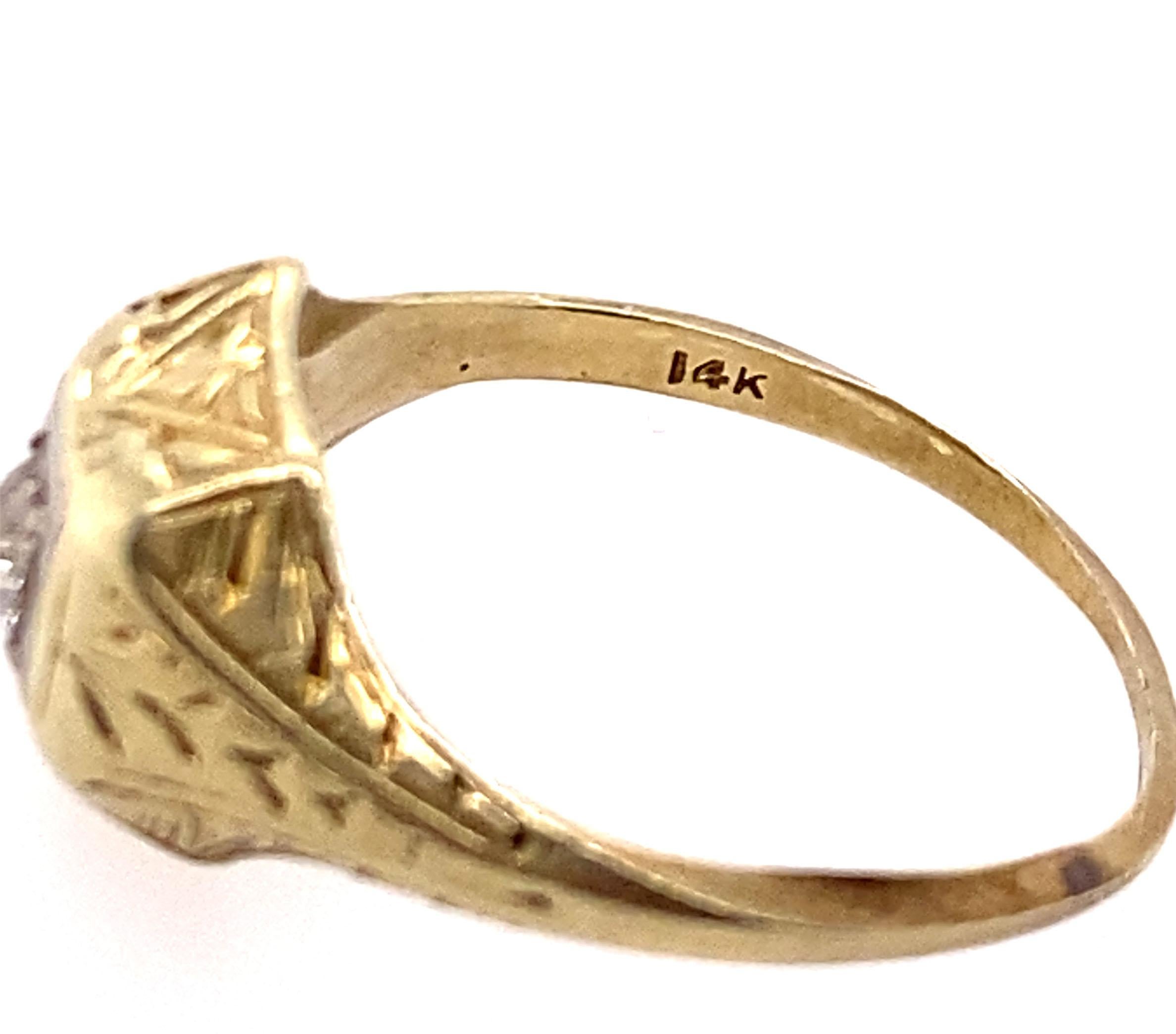 Women's or Men's Art Deco Diamond Ring .15ct Old European Cut Original 1910's Antique 14K Gold