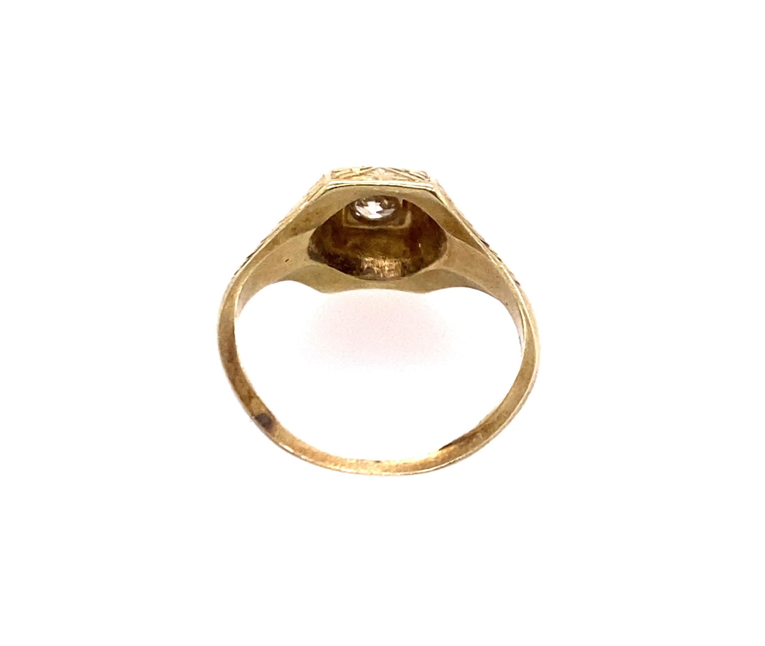 Art Deco Diamond Ring .15ct Old European Cut Original 1910's Antique 14K Gold 1