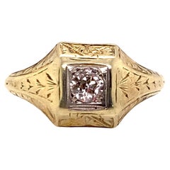 Art Deco Diamond Engagement Ring .15ct Old European Cut 14K Vintage Antique