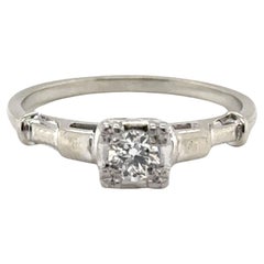 Anello di fidanzamento con diamante Art Deco da 0,16 carati, coniato, di transizione e originale del 1930.