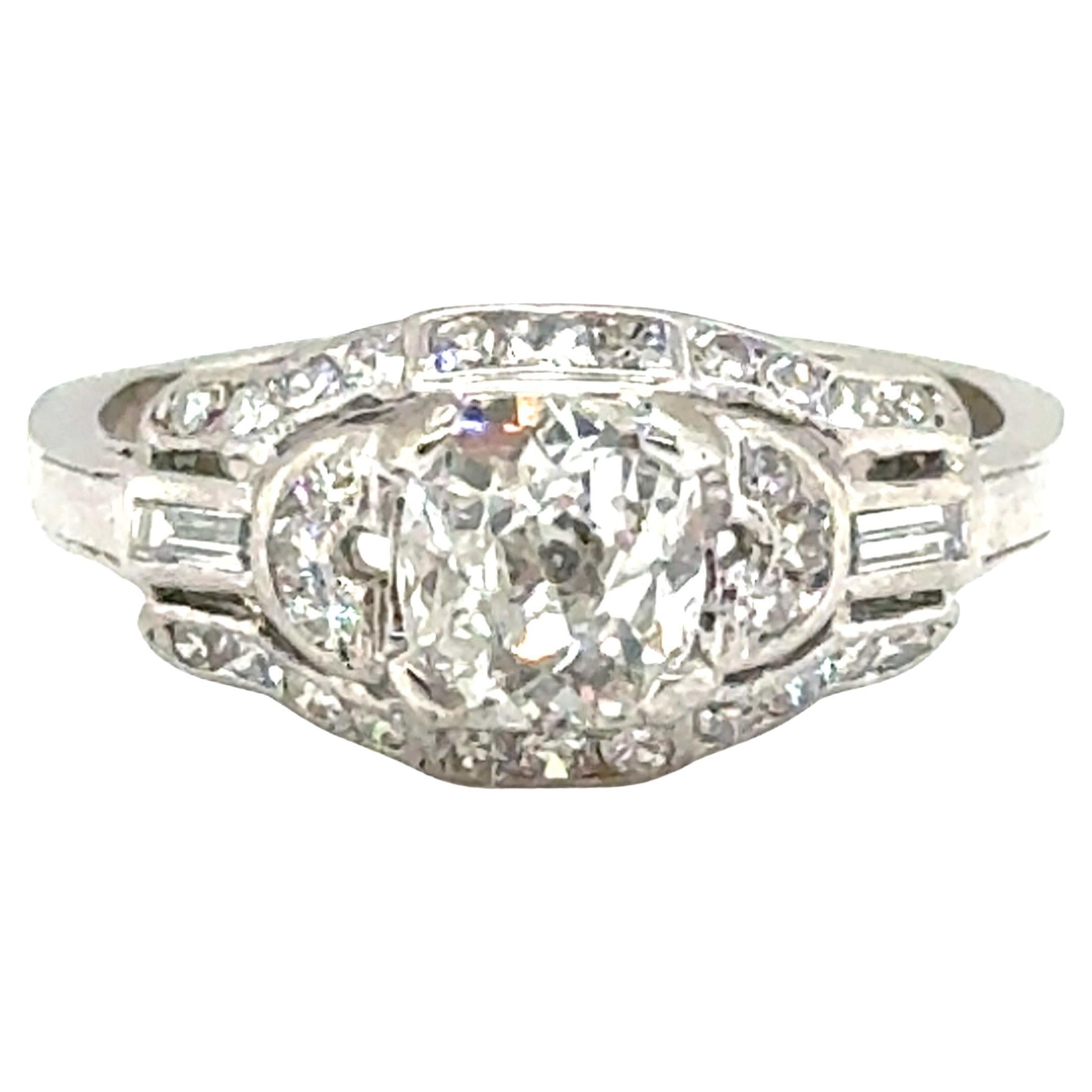 Art Deco Diamond Engagement Ring 1.75ct GIA Platinum Antique 1920 Original Mined