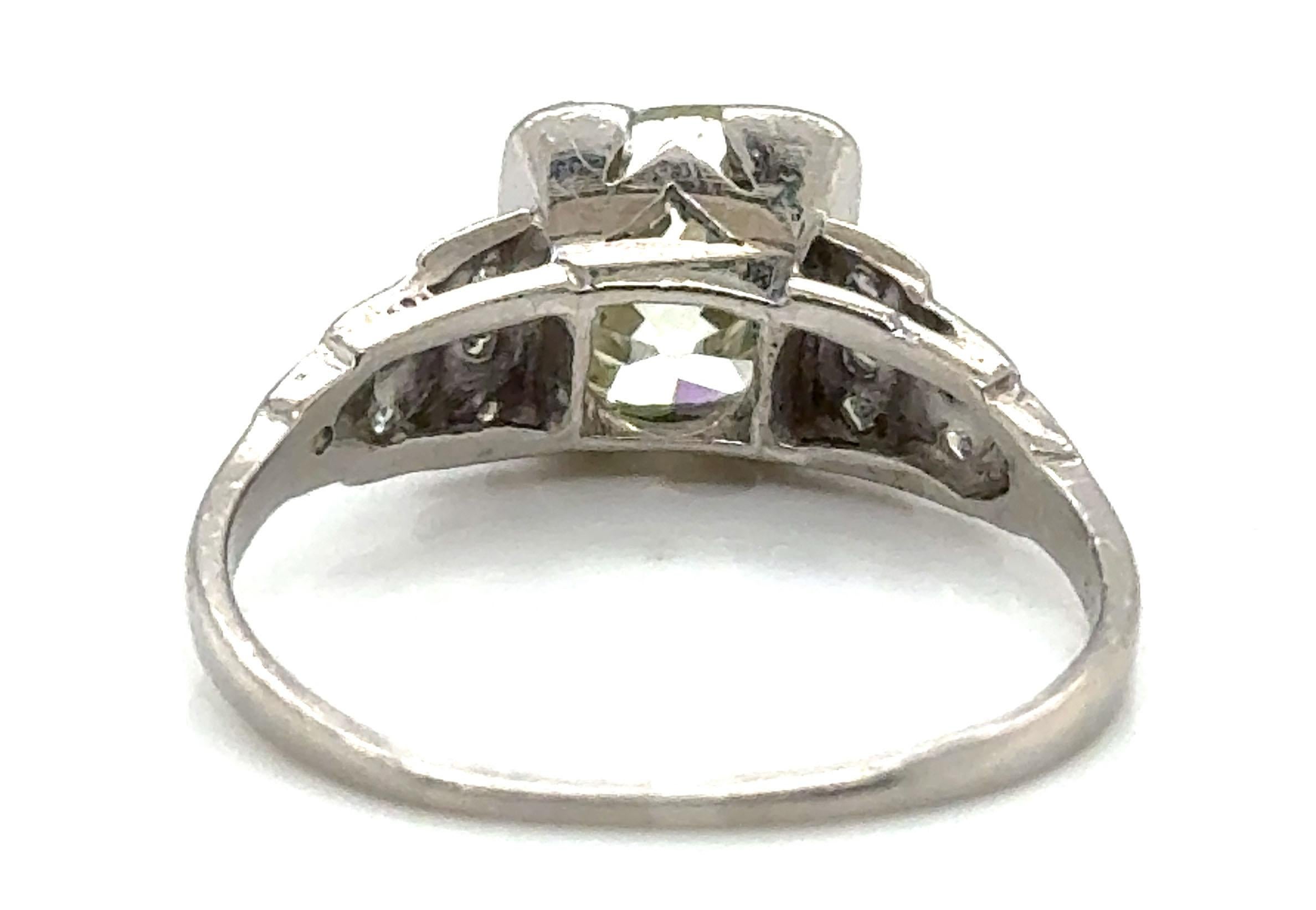 Women's Art Deco Diamond Engagement Ring 1.75ct Old European Platinum Original 1920's For Sale