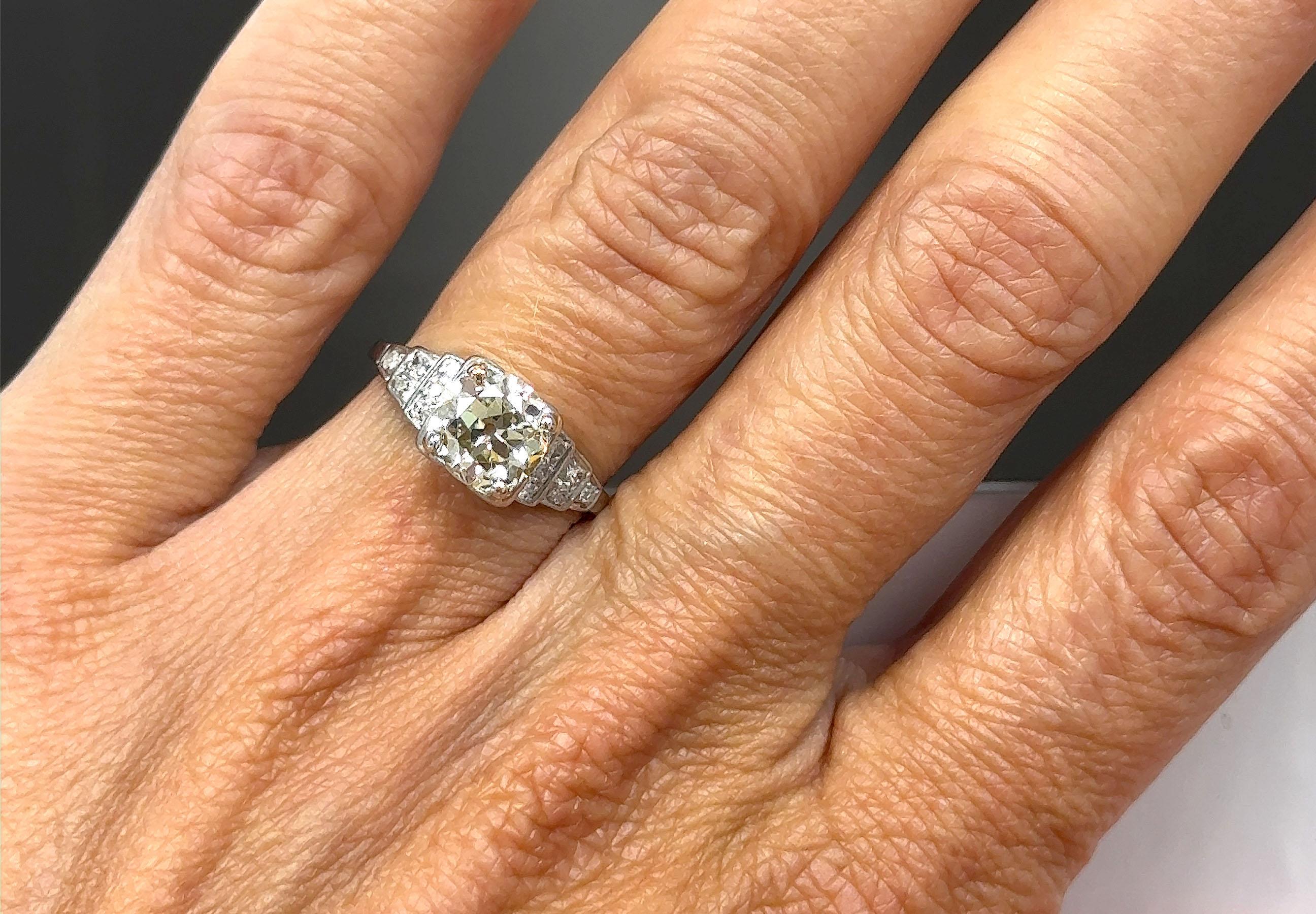 Art Deco Diamond Engagement Ring 1.75ct Old European Platinum Original 1920's For Sale 1
