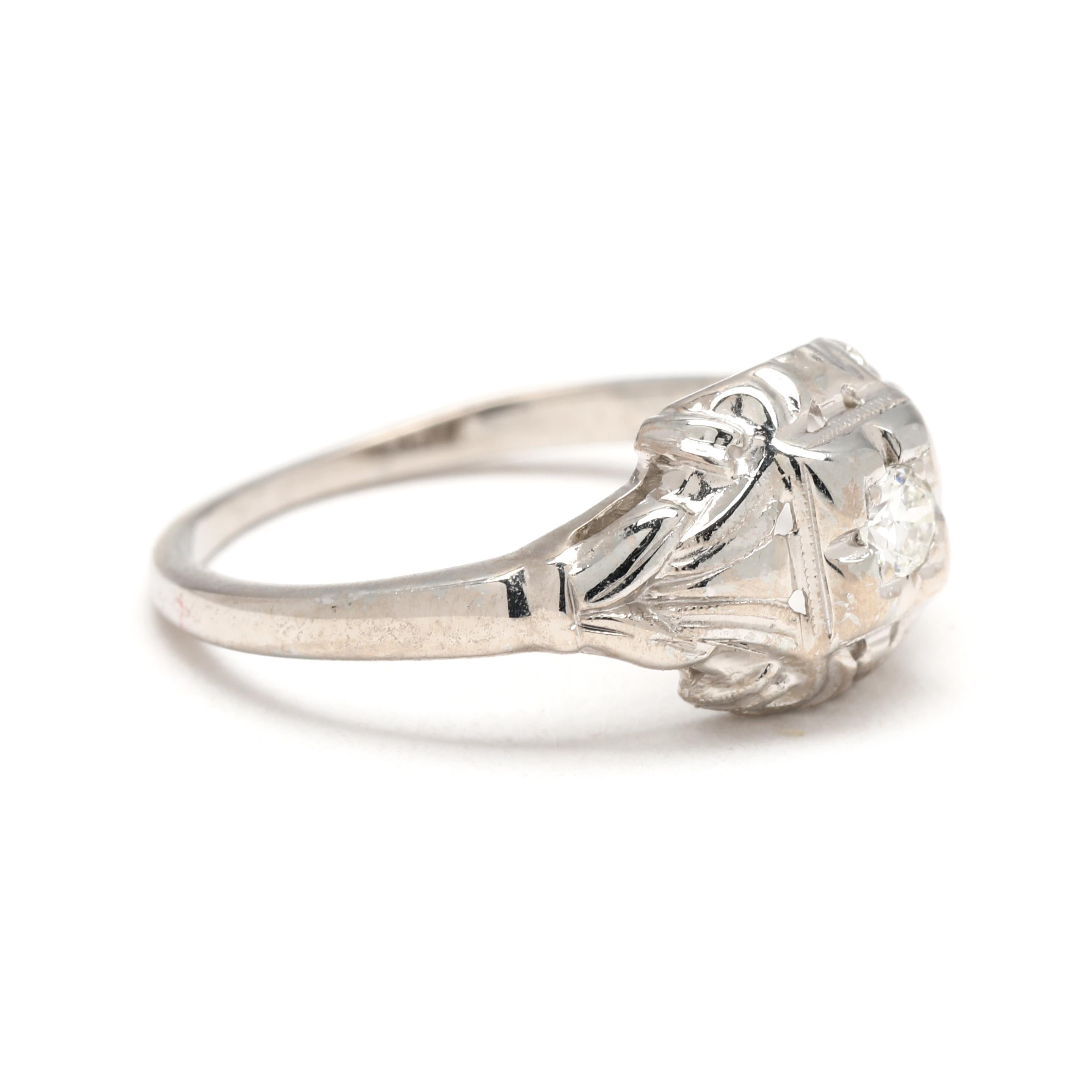 Pietre:
Diamante
taglio europeo antico
2.7 mm
circa .08 carati totali
Colore HI/ chiarezza VS2

Anello misura 4,25

Altezza dal dito: 4.1 mm

Larghezza: 8.5 mm

Peso: 1,2 dwts/ 1,9 grammi

Timbri: 