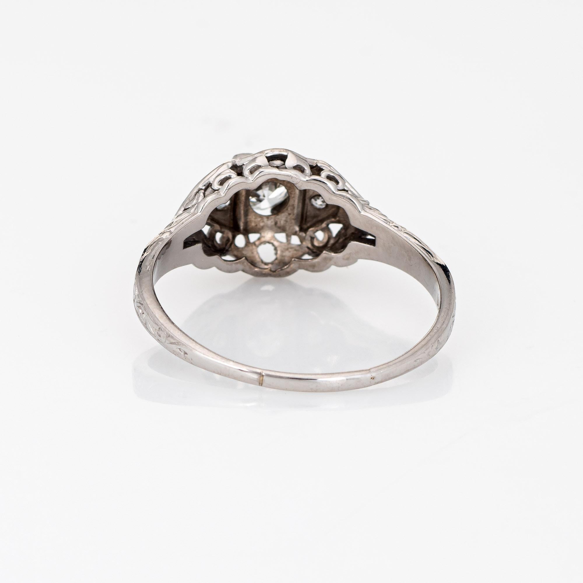 Women's Art Deco Diamond Engagement Ring 18k White Gold Vintage Fine Jewelry For Sale