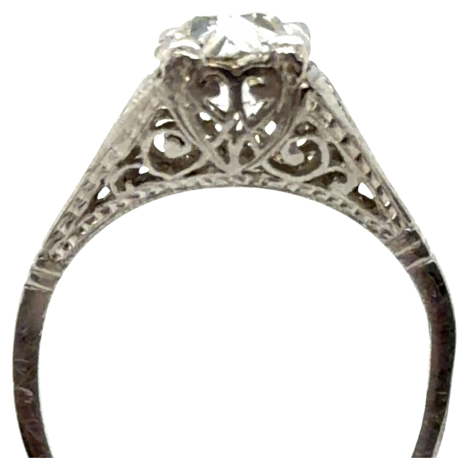 Art Deco Diamant Verlobungsring 1ct Platin GIA Alter Euro Original 1920er Jahre