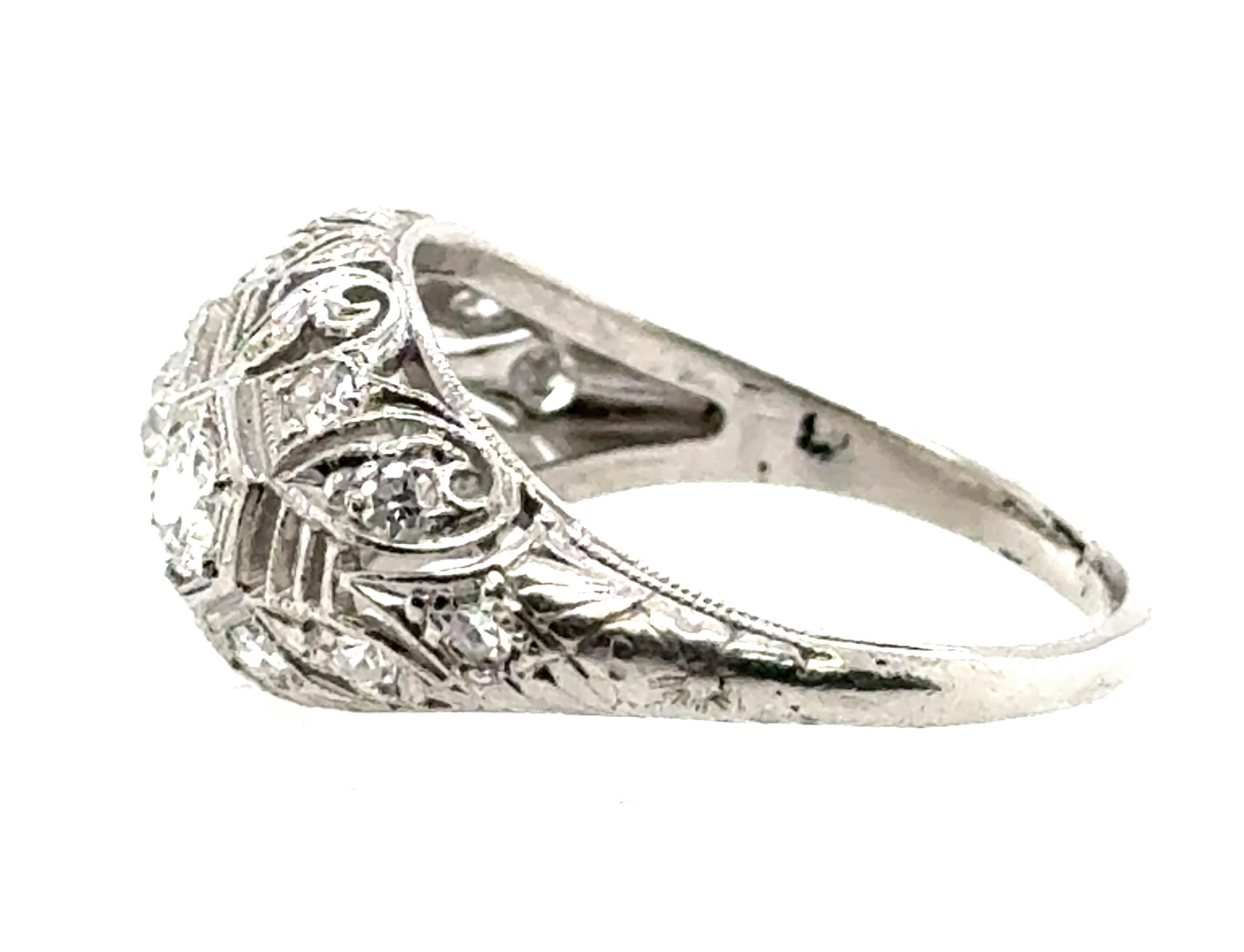 Women's Art Deco Diamond Engagement Ring 1ct Transitional Original Late 1930's Platinum For Sale