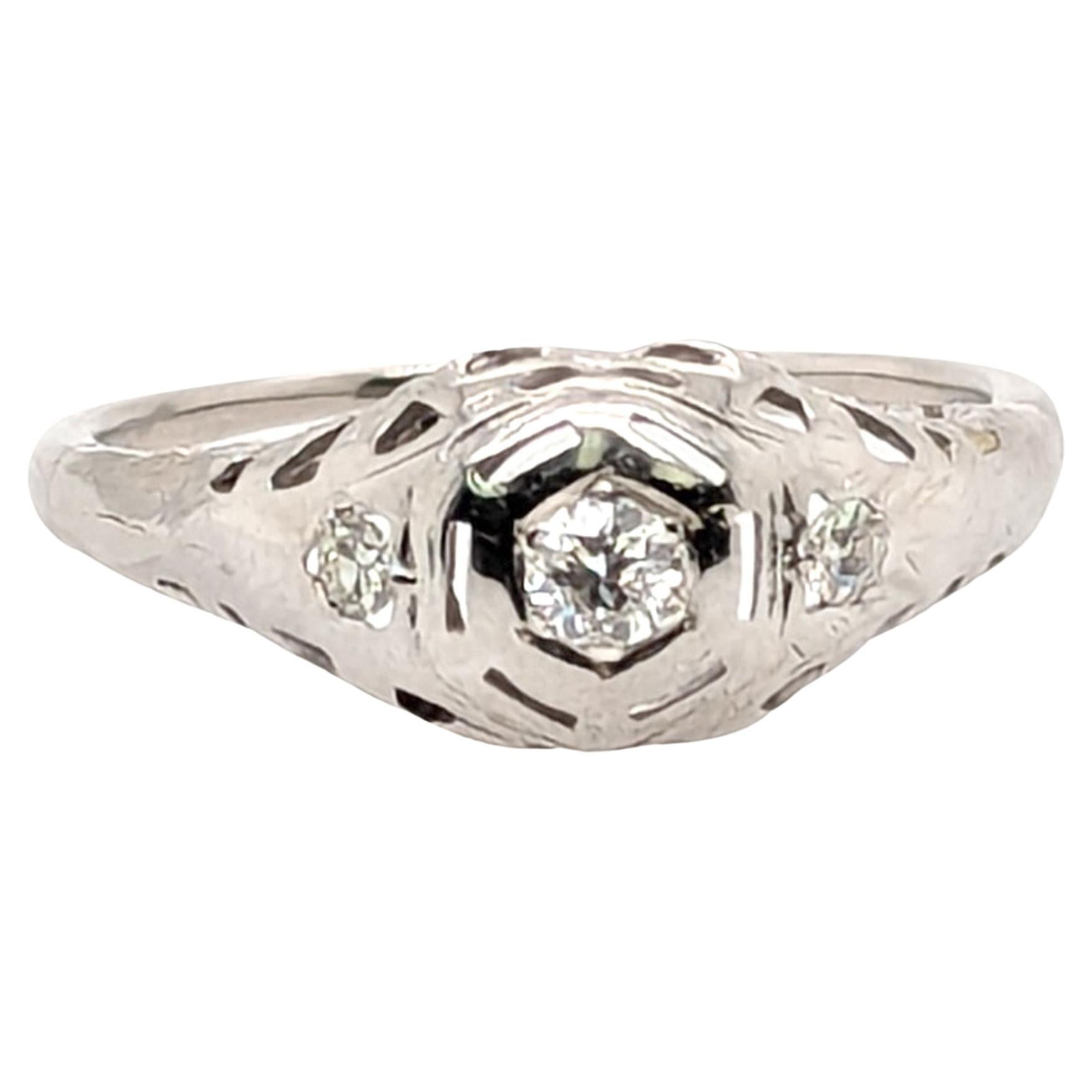 Art Deco Diamond Engagement Ring .21ct Mined Old European 1920 18K