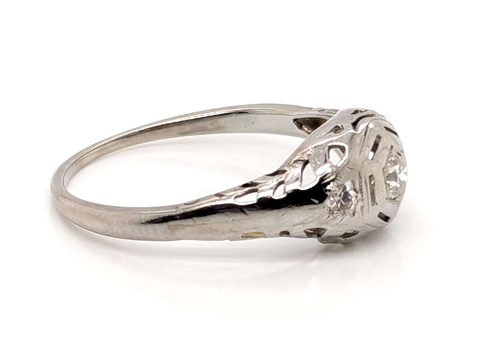 Old European Cut Art Deco Diamond Engagement Ring .21ct Mined Old European Original 1920 Ribbon 1 For Sale
