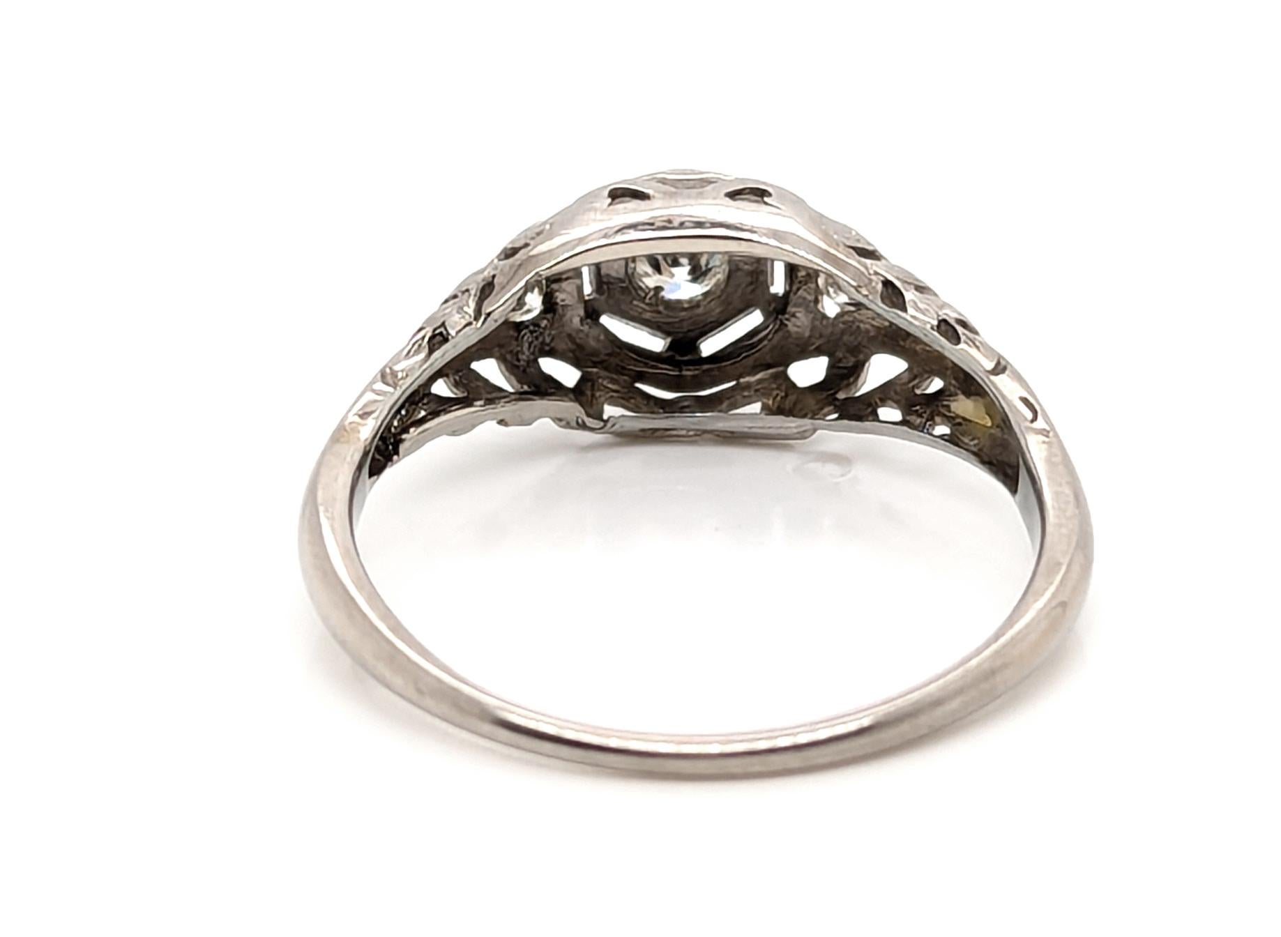 Art Deco Diamond Engagement Ring .21ct Mined Old European Original 1920 Ribbon 1 For Sale 1