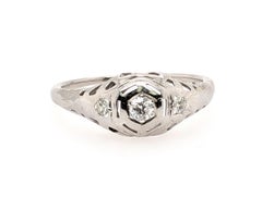 Art Deco Diamond Engagement Ring .21ct Mined Old European Original 1920 Ribbon 1