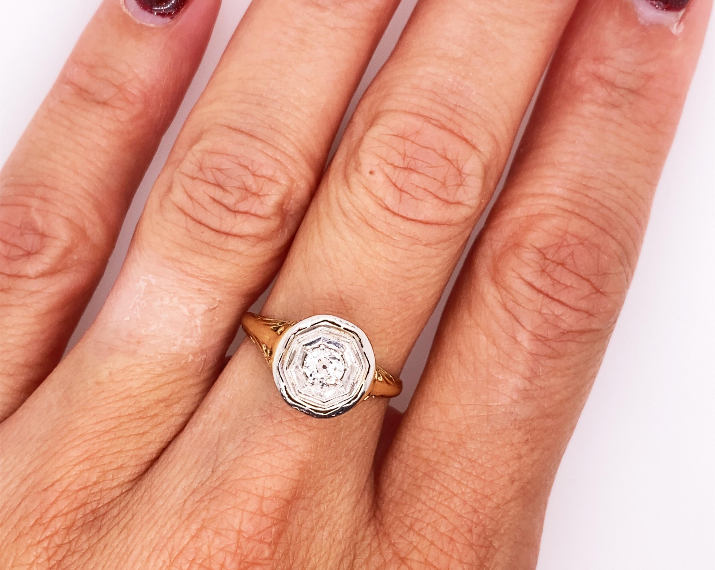 Vintage Art Deco Diamant Verlobungsring .25ct Old European Cut 14K Vintage Antik Damen
