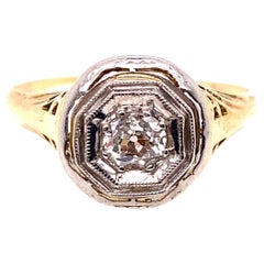Art Deco Diamond Engagement Ring .25ct Old European Cut 14K Vintage Antique